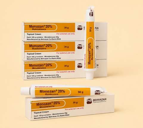 Multiple Monozan 20% Monobenzone Iranian brand Behvazan boxes vitiligo depigmentation