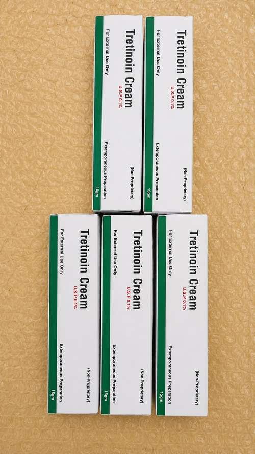 Tretinoin Cream 0.1% USP 15gm non-proprietary extemporaneous Retin-A anti-aging acne